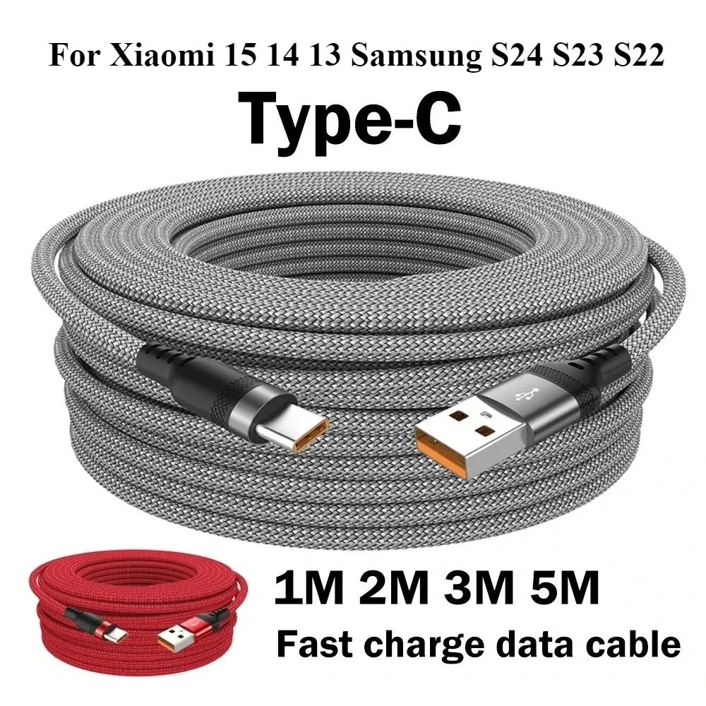 Cable USB tipo C 6A, 1M/2M/3M/5M, Cable de datos de carga rápida para teléfono móvil, línea de carga USB C para teléfono móvil tipo c para Xiaomi 16 Samsung