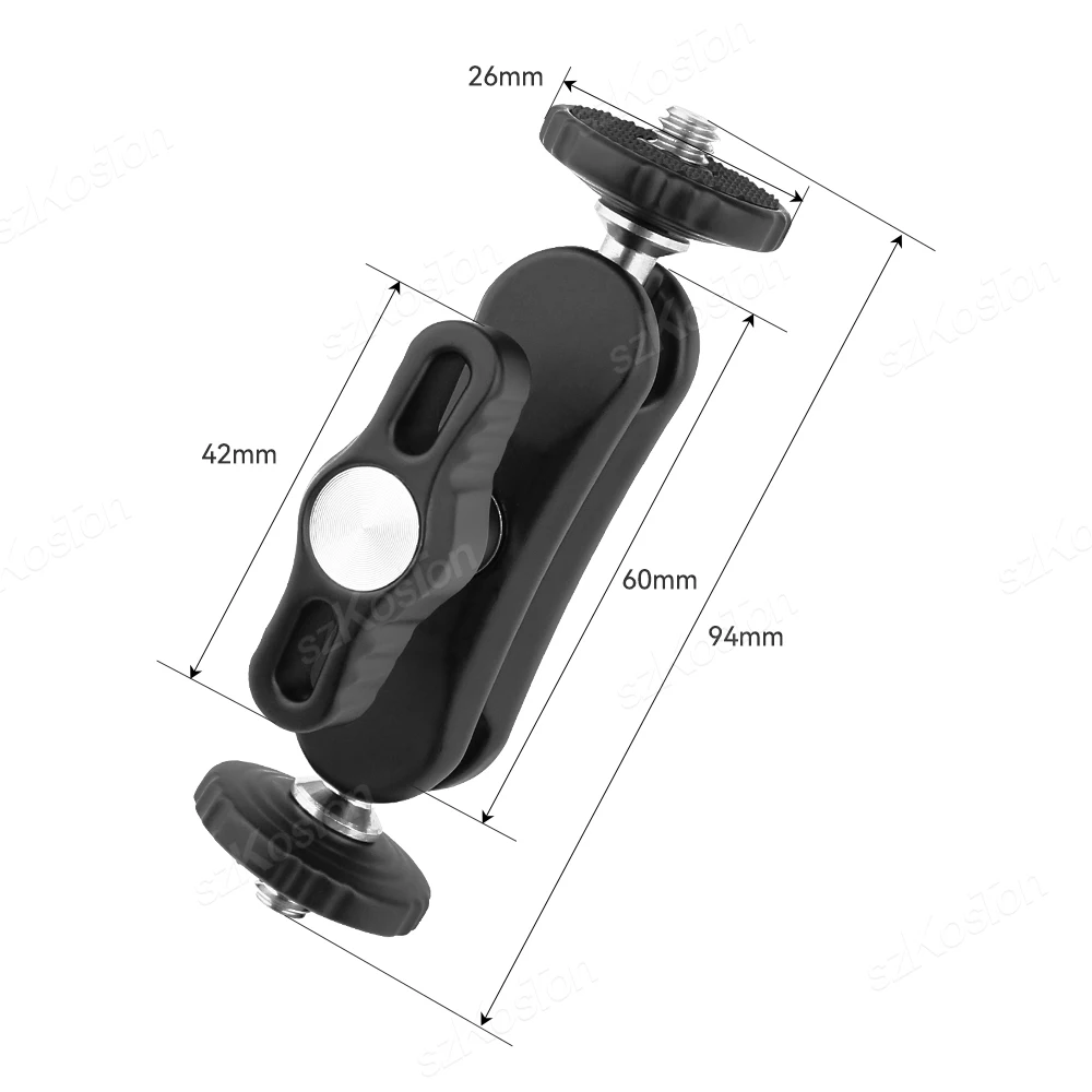 Brazo mágico de doble bola, tornillo de 1/4 pulgadas, montaje extendido para Gopro, DSLR, Monitor de cámara, luz de vídeo, micrófono, trípode - imagen 2