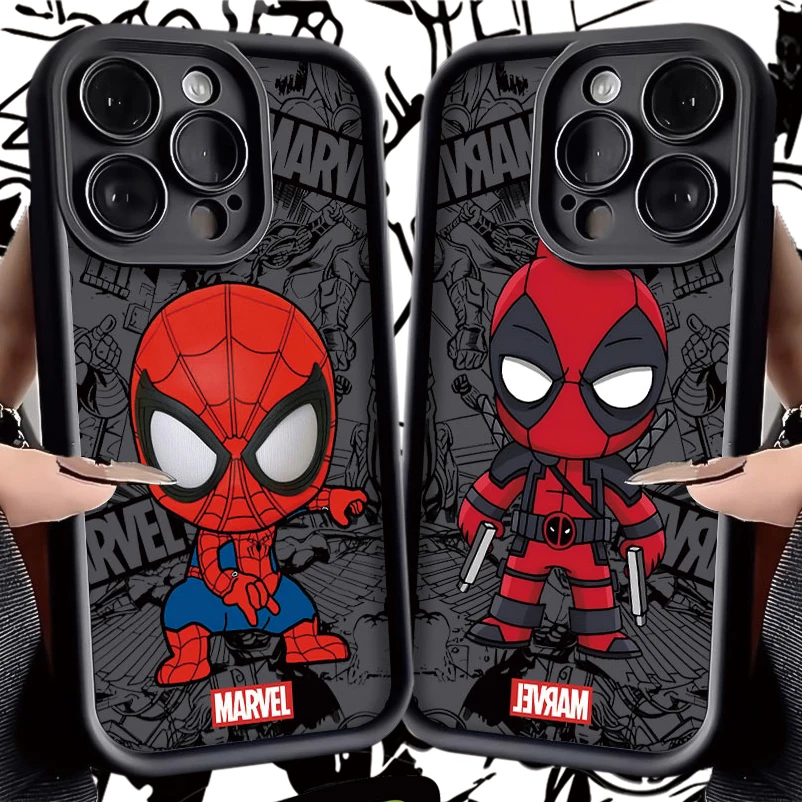 Funda de teléfono de silicona suave de Marvel Spider Man para iPhone 15 Pro Max 14 Max 13 ProMax 12 11 X XS XR 7 8 Plus SE 2020 contraportada