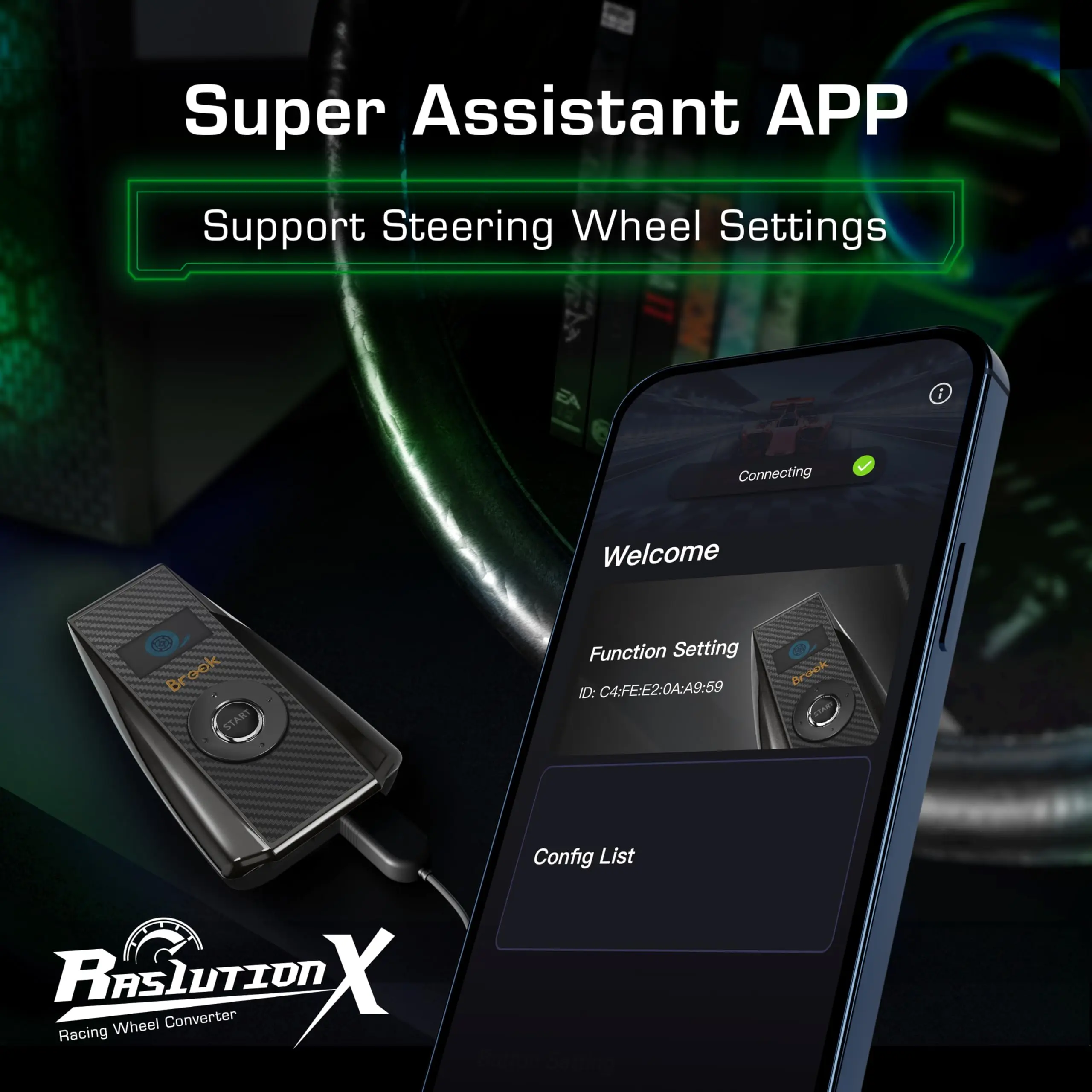 Brook Ras1ution X - Converter de volante de carreras compatible con comentarios de fuerza y control de aplicaciones, Xbox 1, para Xbox 360 60+ Volantes - imagen 3