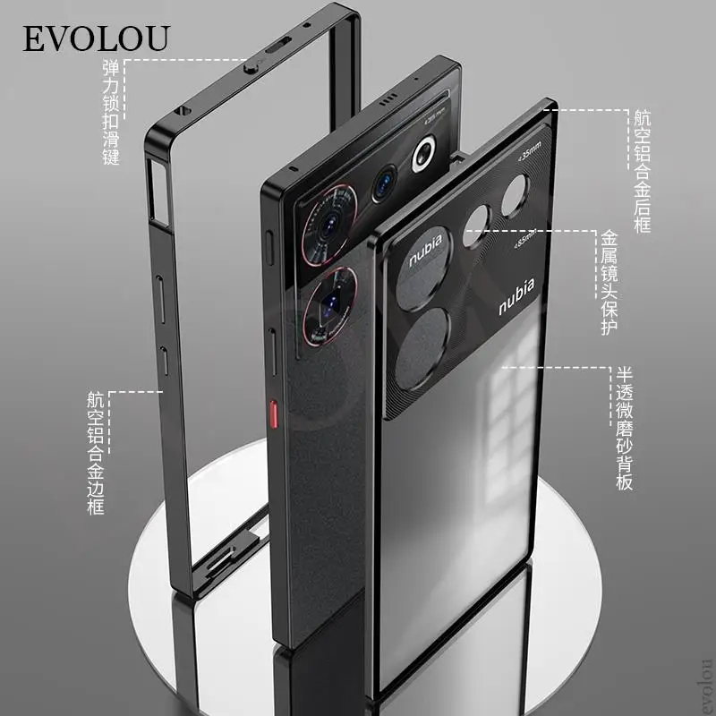 Funda de teléfono a prueba de golpes para ZTE Nubia Z60 Ultra NubiaZ60 Ultra 5G, marco de Metal de aleación de aluminio, parachoques + funda trasera de vidrio templado - imagen 5