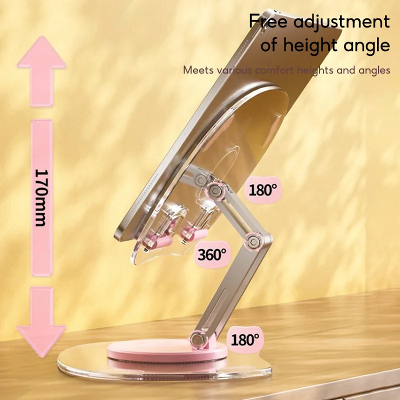 TBTIC-soporte de aleación de aluminio para tableta, accesorio de acrílico transparente, plegable y ajustable, con rotación de 720 °, para IPad - imagen 3