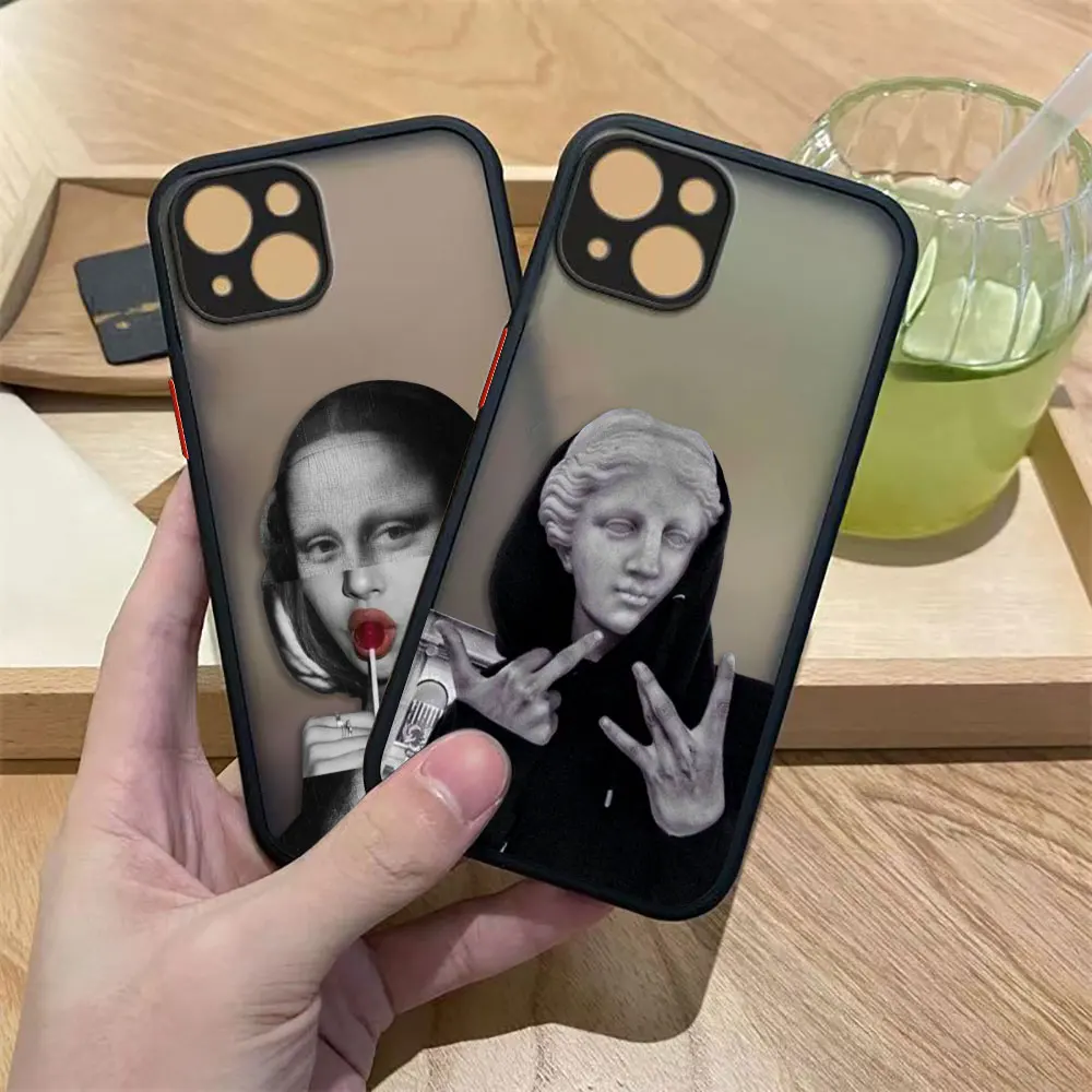 Funda de teléfono mate clásica vintage m-mona Lisa para iPhone Apple 16 16E 15 11 12 13 14 Pro Max Mini SE 8 7 Plus TPU carcasa DIY - imagen 2