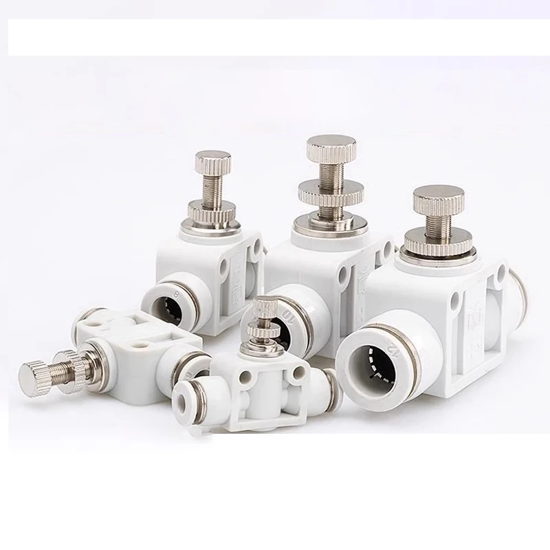 Válvula de acelerador neumática, Conector de aire neumático de SA-4/6/8/10/12mm, válvula de Control de ajuste, manguera OD, empuje de plástico - imagen 2