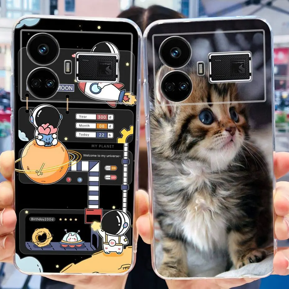 Funda de silicona blanda para Realme GT5, carcasa trasera de teléfono TPU transparente pintada con Gato y flores, para Realme GT5 240W GT 5 5G - imagen 5