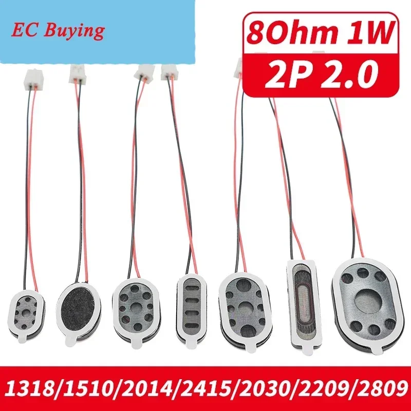 5 uds altavoz para portátil bocina de ordenador 1 vatios 8R tamaño 1318 1510 2014 2415 2030 2209 2809 altavoz 8 Ohms 1W con Terminal 2,0 MM