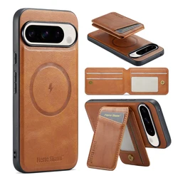 Funda Cuero MagSafe Plegable Google Pixel con Soporte y Tarjetero