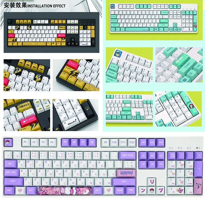 Juego de teclas de Anime MINISO Pokemon para sublimación PBT personalizada DIY CHERRY/XDA/OEM altura eje transversal Teclado mecánico Keycap - imagen 2