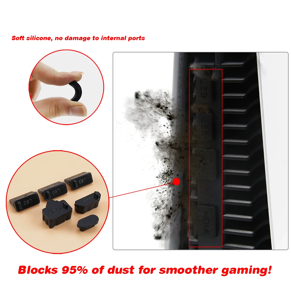 1 Juego de tapones antipolvo de silicona interfaz USB HDMI tapa antipolvo tapón de orificio para PS5 PS4/PlayStation 3 tapón de cubierta de consola de juegos - imagen 4
