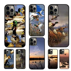 Funda de teléfono con diseño de pájaro, pato, caza, atardecer, para iphone 16, 15, 14, 11, 12, 13, mini Pro, XR, XS, MAX, Plus, SE