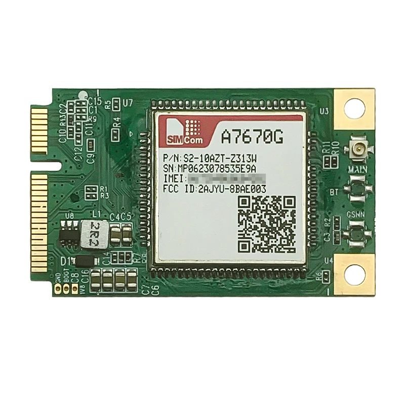 SIMCOM A7670G MINI módulo PCIE LTE Cat1 sin BT GNSS banda Global B1/B2/B3/B4/B5/B7/B8/B12/B13/B18/B19/B20/B25/B26/B28/B66