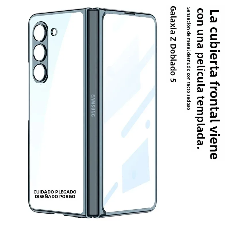Para Samsung Galaxy Z Fold 7 Fold6 5 funda de lujo galvanizada transparente con vidrio templado plegable a prueba de golpes cubierta trasera dura - imagen 3