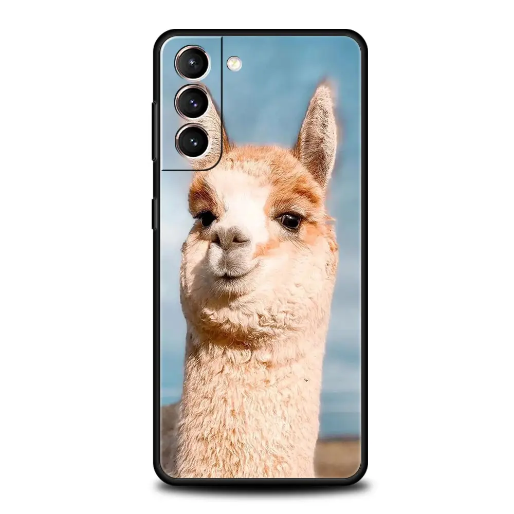 Funda de teléfono para Samsung Galaxy S24 S23 S22 Ultra S20 S21 FE 5G S10 S9 Plus S10E S8 S7 Edge, funda suave Kawaii Alpaca encantadora - imagen 4