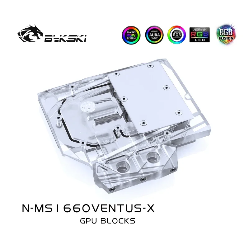 Bykski bloque de agua para uso para MSI GeForce RTX1660 VENTUS XS 6G OC / RTX 1660Ti AERO /bloque de radiador de cobre/12V RGB /5V A-RGB Light - imagen 3
