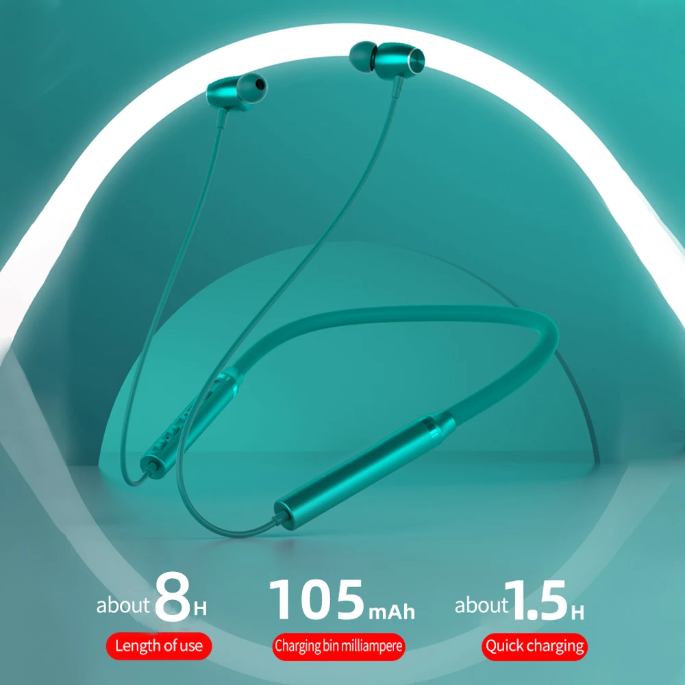 Lenovo-auriculares inalámbricos con Bluetooth 5,0, cascos magnéticos con banda para el cuello, deportivos, resistentes al agua IPX5, con micrófono con cancelación de ruido HE05X - imagen 4