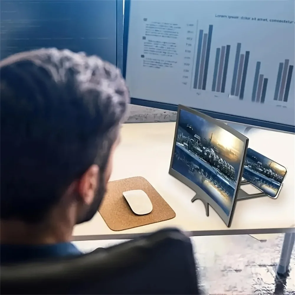 Amplificador de pantalla móvil curvo amplificador de pantalla de TV de película 3D HD amplificador de pantalla de teléfono inteligente de 12 pulgadas para oficina en casa - imagen 5