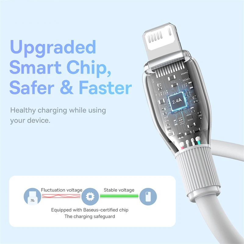 Cable USB Baseus Carga Rápida iPhone 14 13 12 11 Pro Max
