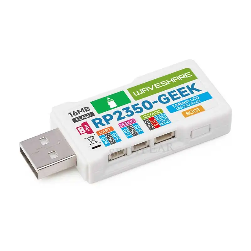 Raspberry Pi Pico 2 RP2350 GEEK 1,14 pulgadas 240x135 LCD 65K SWD/UART/I2C para OpenOCD/CMSIS-DAP