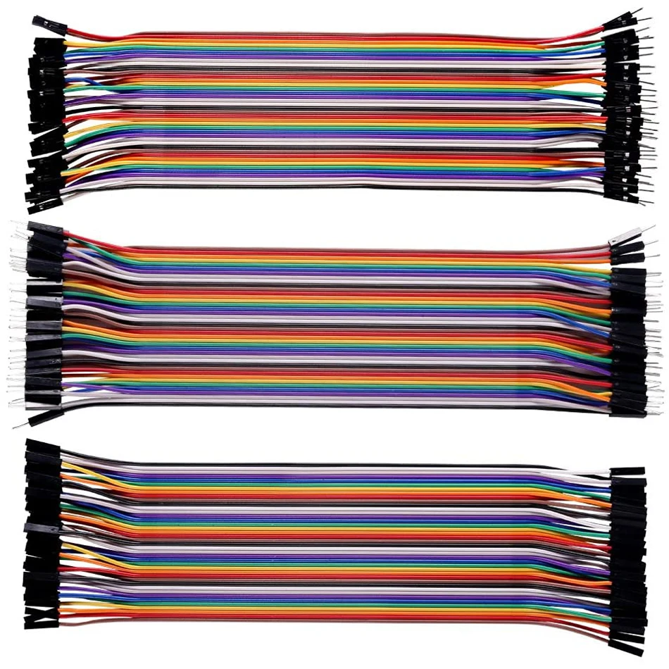 120 Uds Cable Dupont multicolor 40 pines macho a hembra, 40 pines macho a macho, Cable de cinta de puente de placa de pruebas hembra a hembra de 40 pines - imagen 4