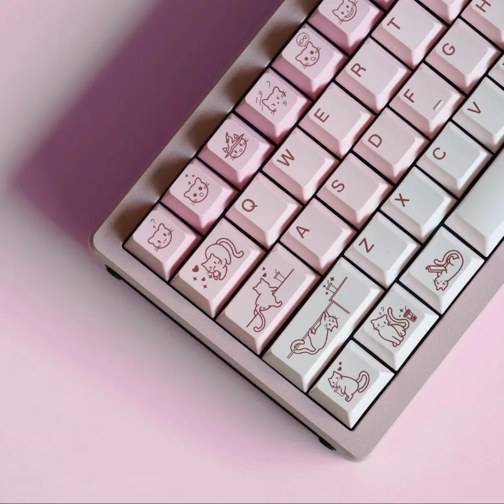 Juego de teclas con tema de yogur Mio PBT, tapa de teclado de gato rosa pálido personalizada, perfil de cereza, tapa de tecla bonita para chica para regalo de teclado mecánico - imagen 3