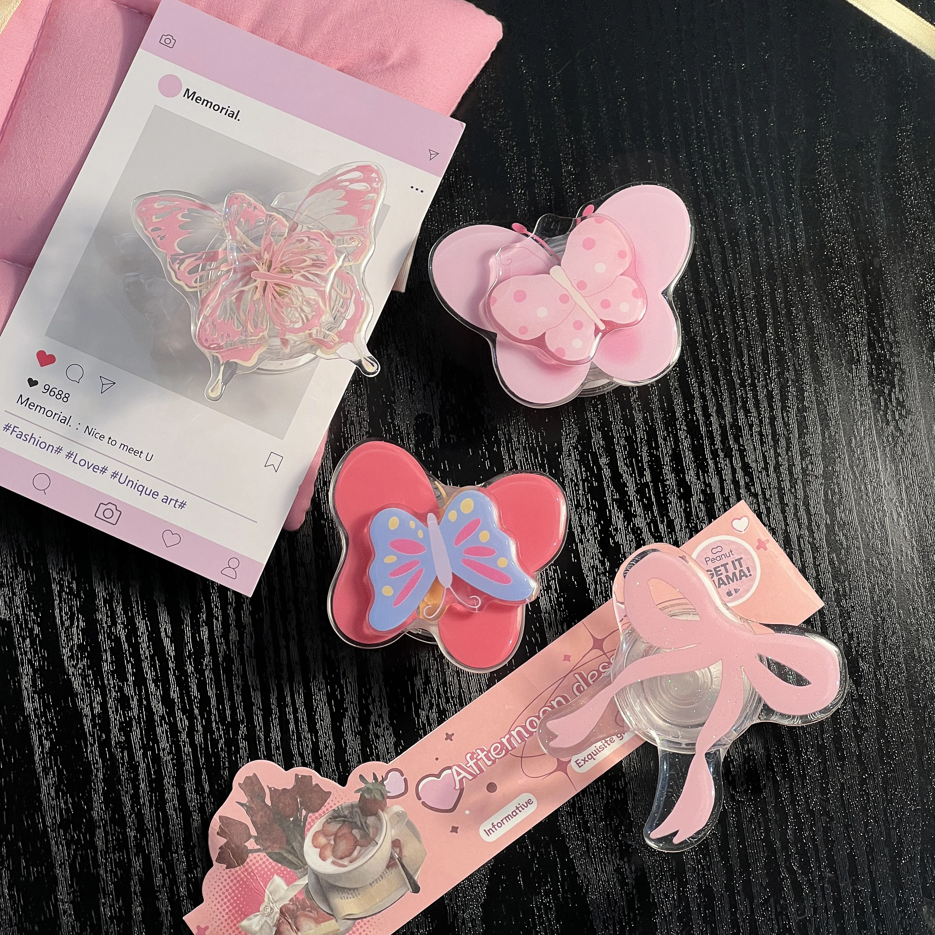 Soporte acrílico para teléfono con nudo de mariposa, soporte para enchufe, accesorios de moda para teléfono móvil, funda para Apple, Huawei, Xiaomi y Samsung - imagen 3