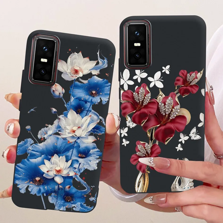 Para Infinix GT 30 Pro Funda X6873 Popular flor parachoques suave silicona cubierta negra para Infinix GT 10 Pro X6739 Funda GT10Pro Shell