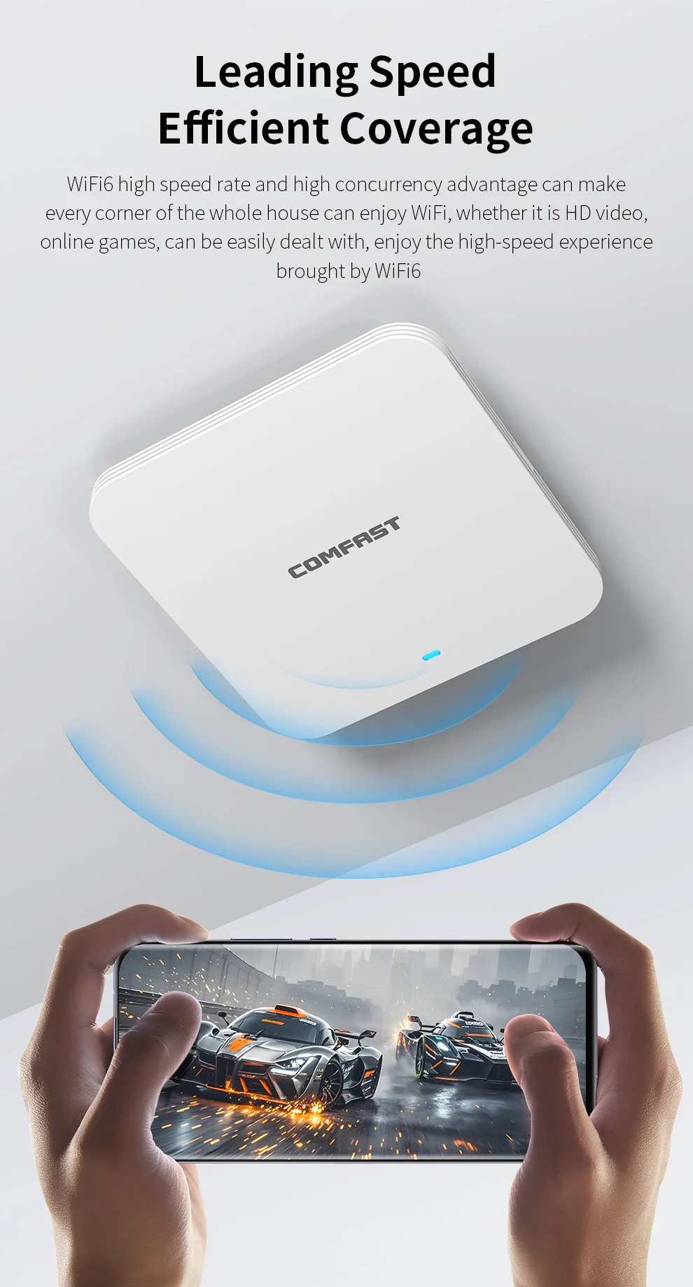 Comfast-repetidor WiFi de 3000Mbps, punto de acceso montado en la pared, 2,4G/5,8 Ghz, punto de acceso Wifi, enrutamiento de malla, AP inalámbrico para techo interior - imagen 4