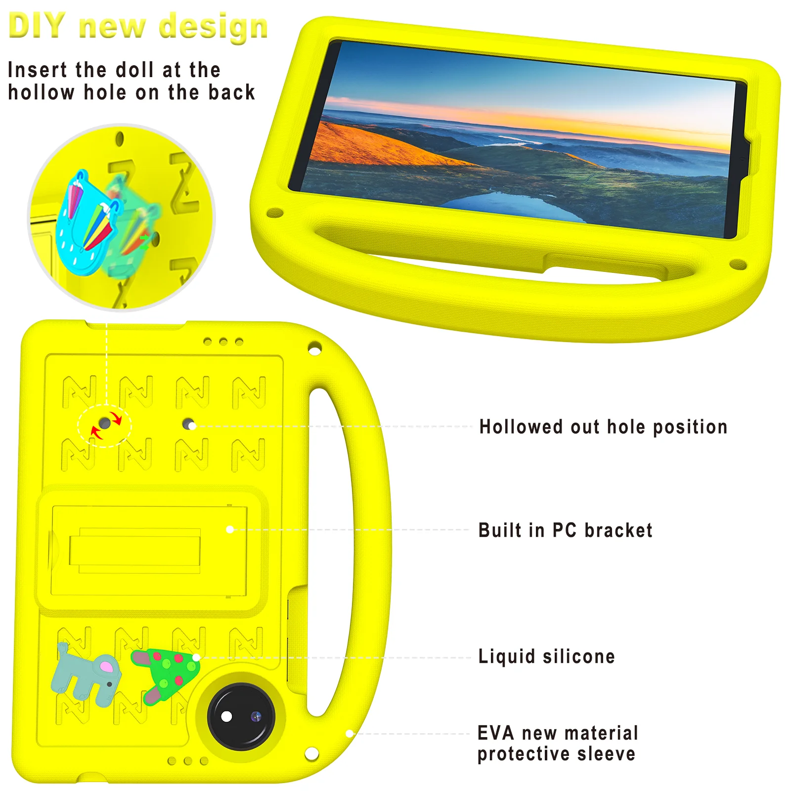 Funda EVA bonita para niños para Xiaomi Redmi Pad SE 8,7 2024 con soporte portátil, funda con soporte incorporado para Redmi Pad SE 4G de 8,7 pulgadas - imagen 4