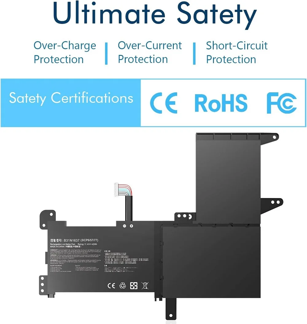 SKOWER 42Wh B31N1637 C31N1637 Batería para asus VivoBook F510 F510UA 15 K510U X510U X510UF X510UQ R520U R520U S15 S510U S510UQ - imagen 4