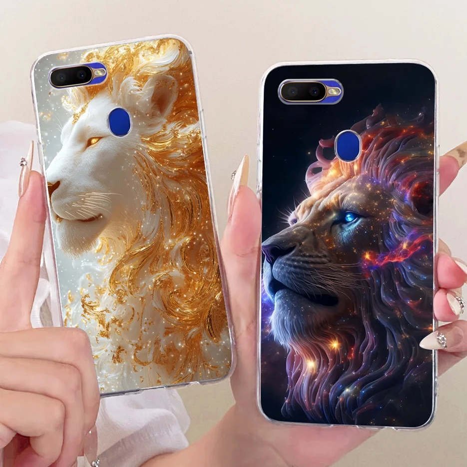 Para Oppo A5s funda Oppo AX5s lindo León moda cubierta pintada funda de silicona suave para Oppo A12 A7 AX7 OppoA7 OppoA12 OppoA5s Fundas - imagen 3