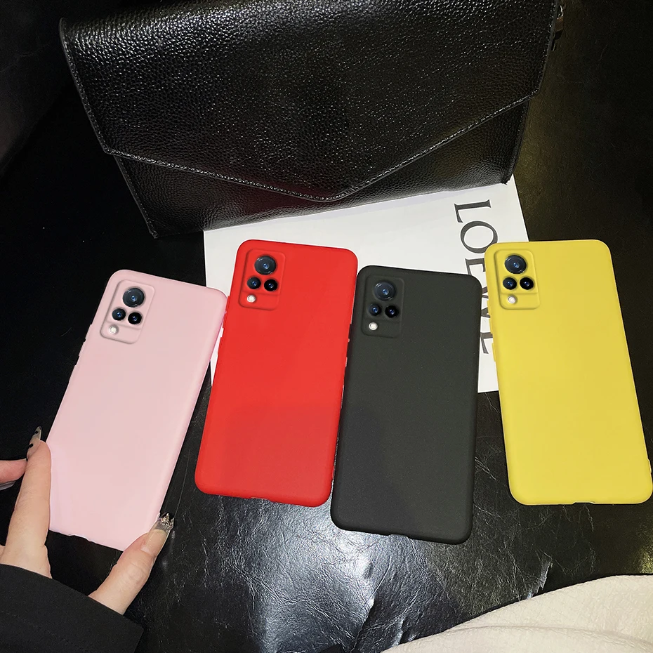 Para Vivo V21 V21e Funda 2021 nueva Funda de silicona líquida suave TPU Capa trasera de teléfono para Vivo V21 5G V2050 VivoV21e V2061 Funda 6,44" - imagen 2