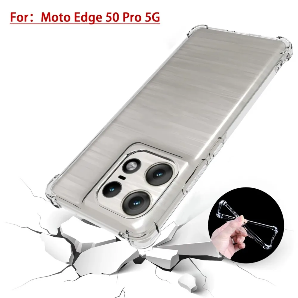 Funda de silicona transparente anticaída para Motorola MOTO Edge 50 Pro 5G, Funda transparente para Moto Edge50 Pro - imagen 2