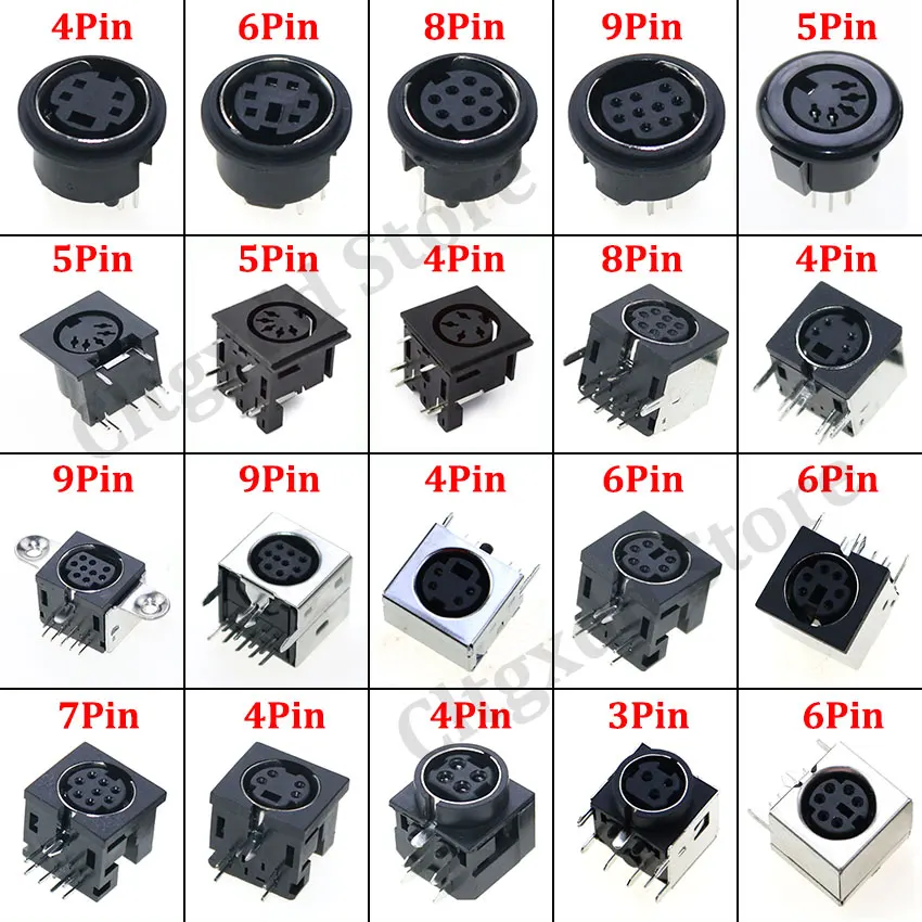 1 pieza S Terminal Audio Video Mini Din conector hembra S-video montaje en PCB 3/4/5/6/8/9Pin PS2 Circular DIN Micro Jack