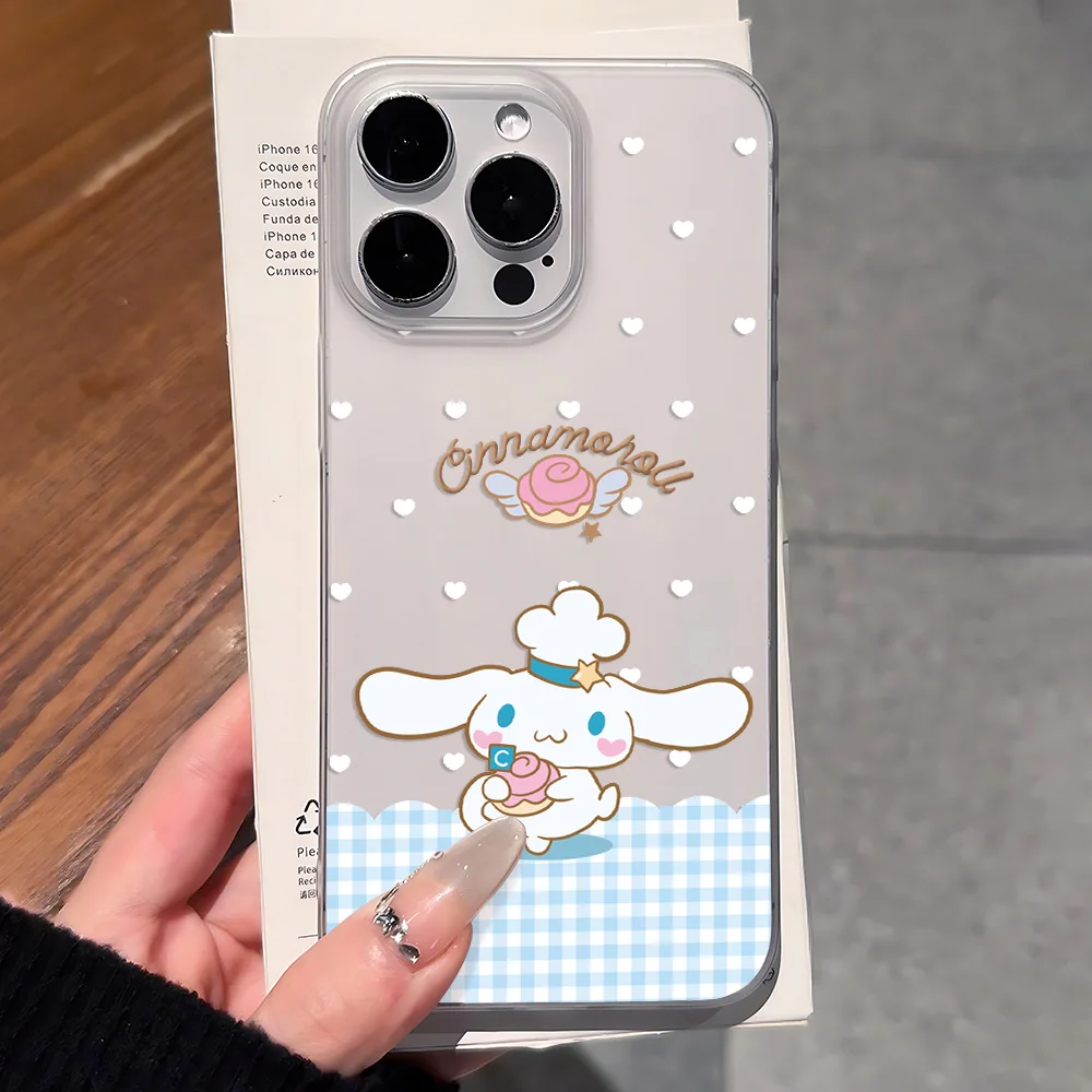 Bonita funda de teléfono Cinnamoroll mate transparente esmerilada a prueba de golpes para IPhone 16 15 14 Plus 13 12 11 8 Pro X XR Max 7 8 Plus - imagen 4