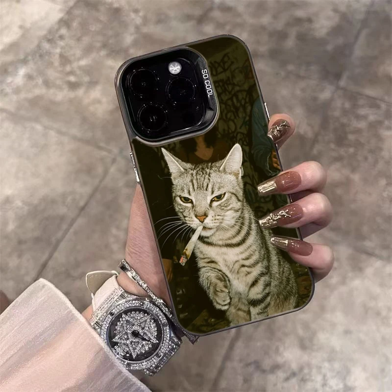 Funda de teléfono negra con gato fumar para Xiaomi Redmi Note 14 Pro Plus 5G 14 13 12 11 10 Redmi 13 12 15C 14C 13C cubierta de parachoques a prueba de golpes - imagen 2