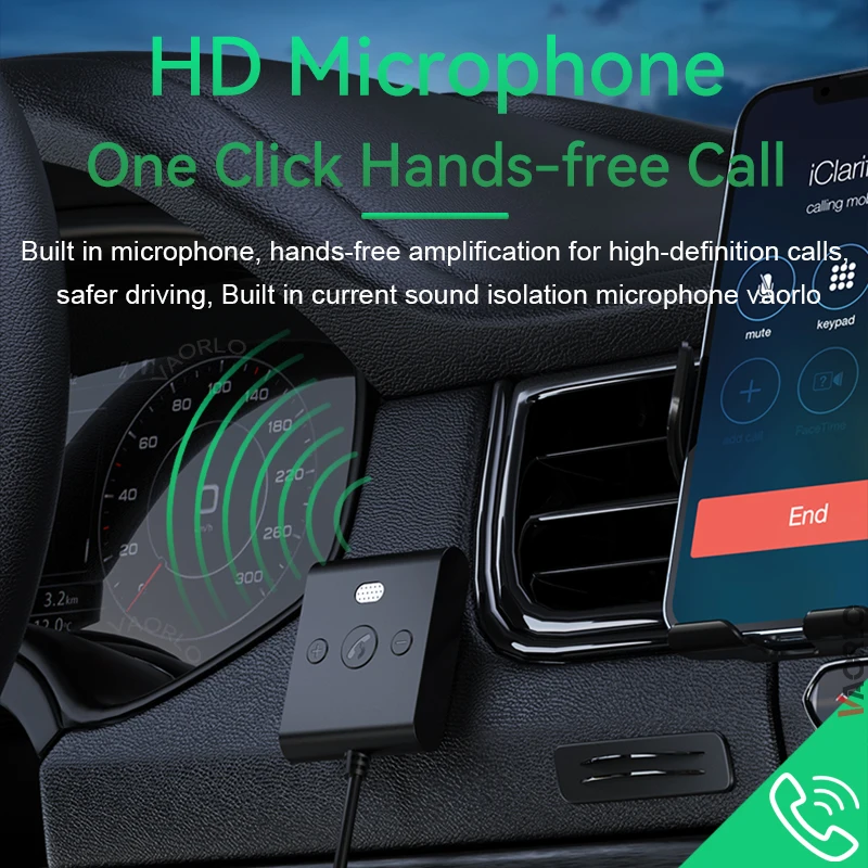 Kit Bluetooth 5,4 para coche, receptor de Audio auxiliar, adaptador de Audio inalámbrico estéreo con disco U USB de 3,5 MM con micrófono, llamada con manos libres, navegación y música - imagen 2