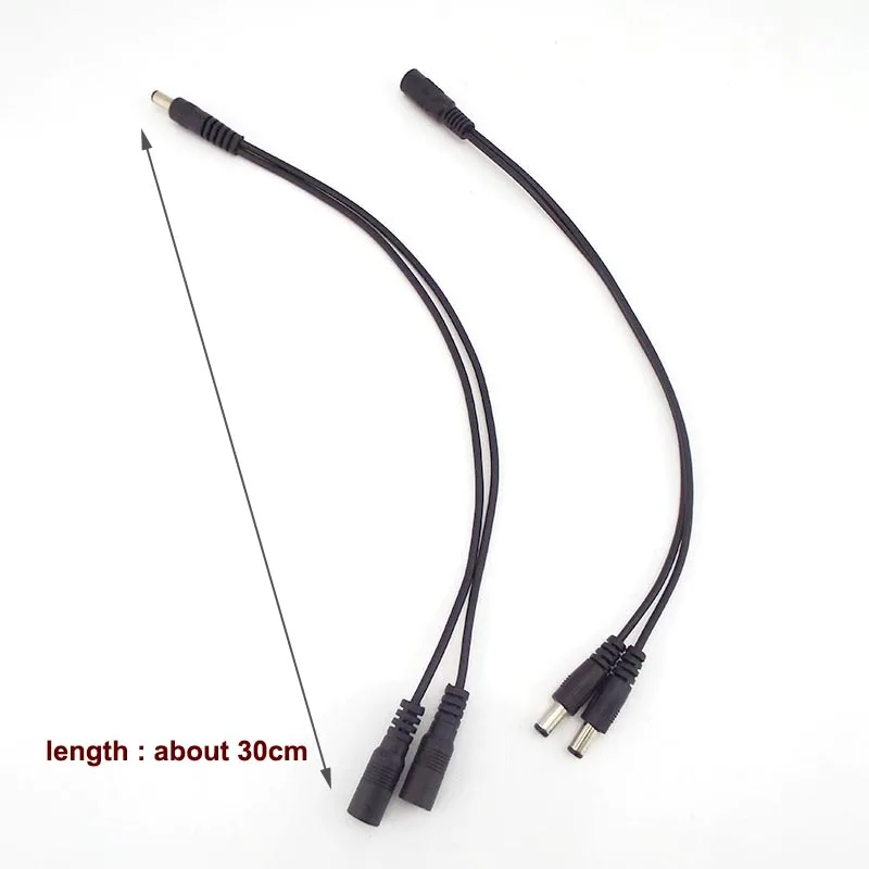 Cable de alimentación CC 1 hembra a 2 macho y 1 macho a 2 hembra conector divisor Cable de alimentación para cámara CCTV tira de LED - imagen 2