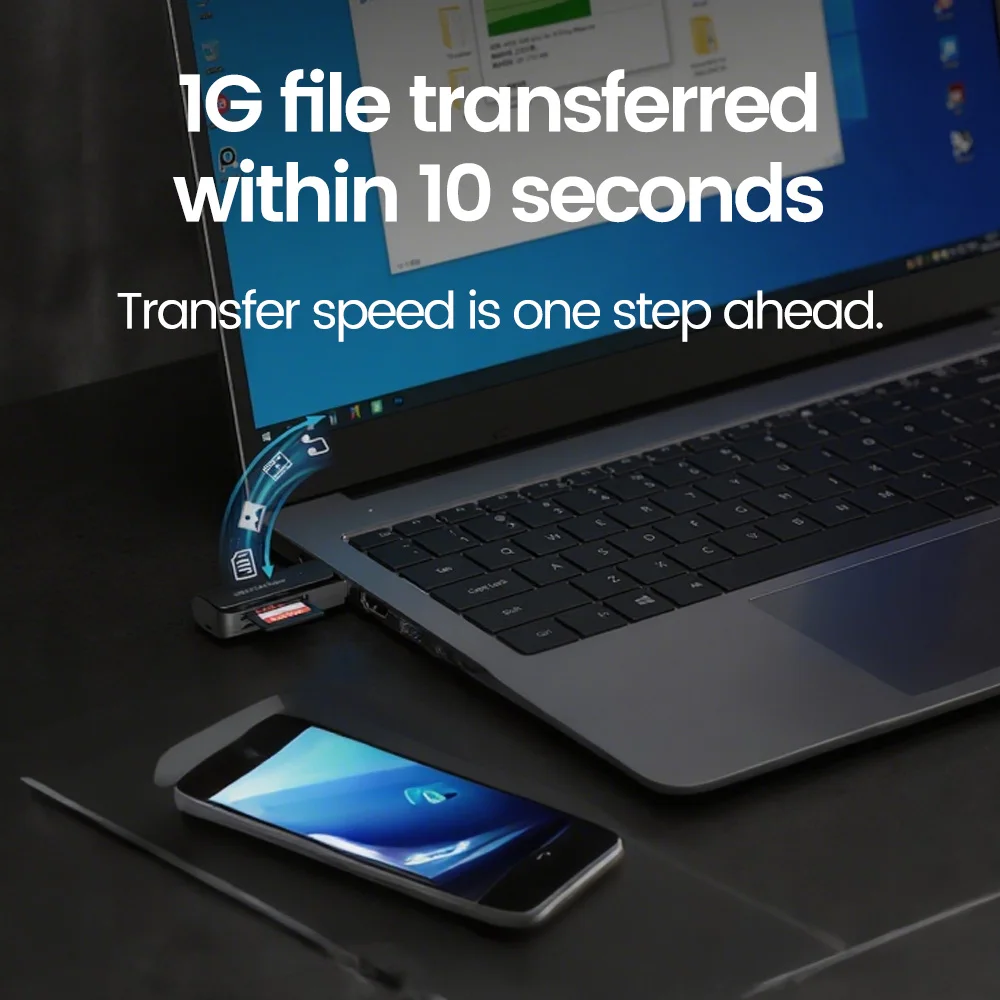 Lector de tarjetas USB 3,0 2 en 1, adaptador de tarjeta SD/TF, tarjeta de memoria, lector de tarjetas de alta velocidad, adaptador USB OTG para cámara, accesorios para portátiles - imagen 4