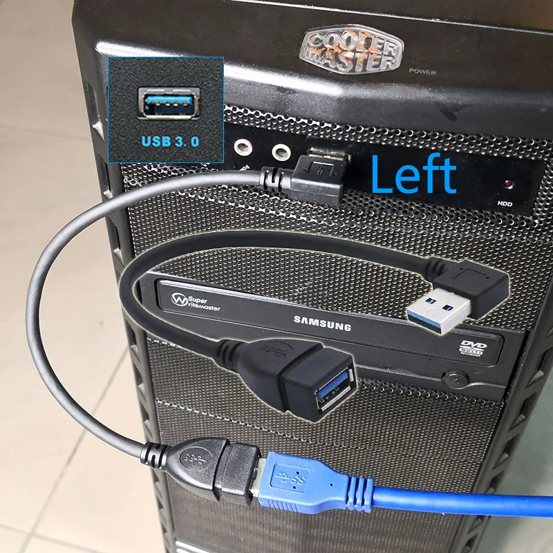 Adaptador USB 0,2 macho a hembra para ordenador portátil, Cable convertidor de ángulo recto Vertical de 90 grados, Color azul y negro, 3,0 M - imagen 5