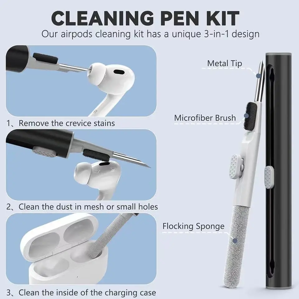 Funda AirPods Pro con Kit de limpieza, funda protectora de silicona suave para Apple AirPod Pro de 2.a/1a generación para mujeres y hombres - imagen 3