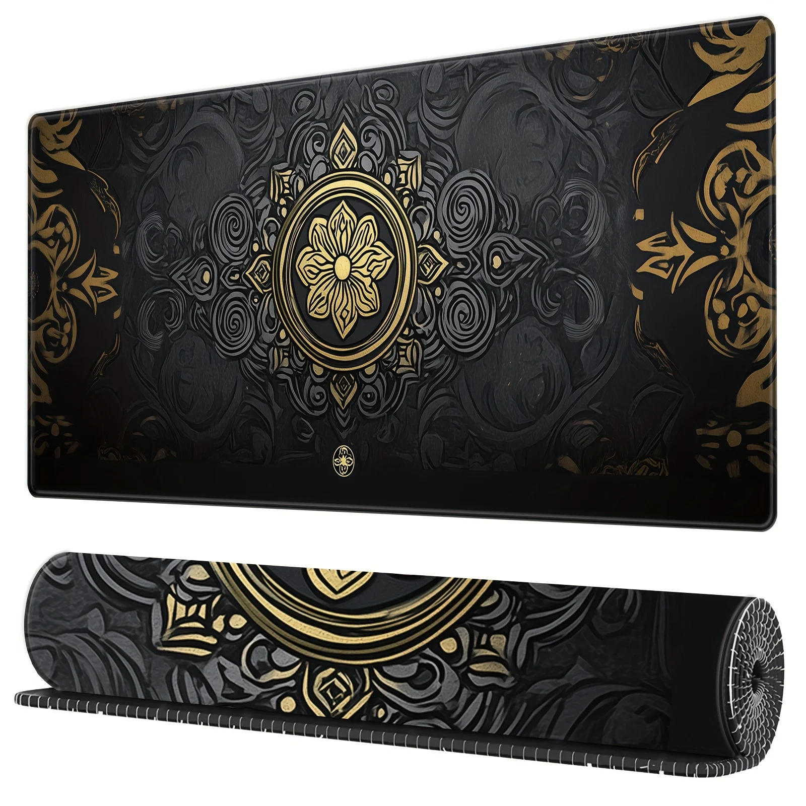 Alfombrilla de escritorio con flores de Mandala XXL, alfombrilla grande antideslizante para ratón, bordes cosidos, alfombrilla de goma para teclado, trabajo de ordenador, accesorio de oficina para juegos