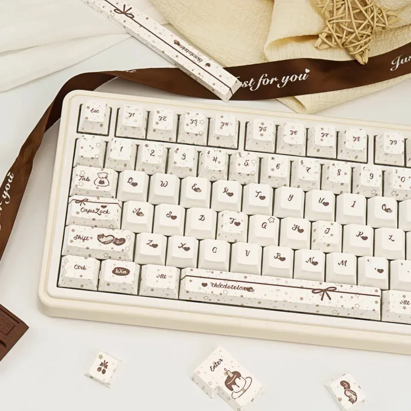 Juego de teclas con tema crujiente de Chocolate, perfil de cereza, sublimación PBT, teclas hechas a mano personalizadas para accesorios de teclado mecánico - imagen 5