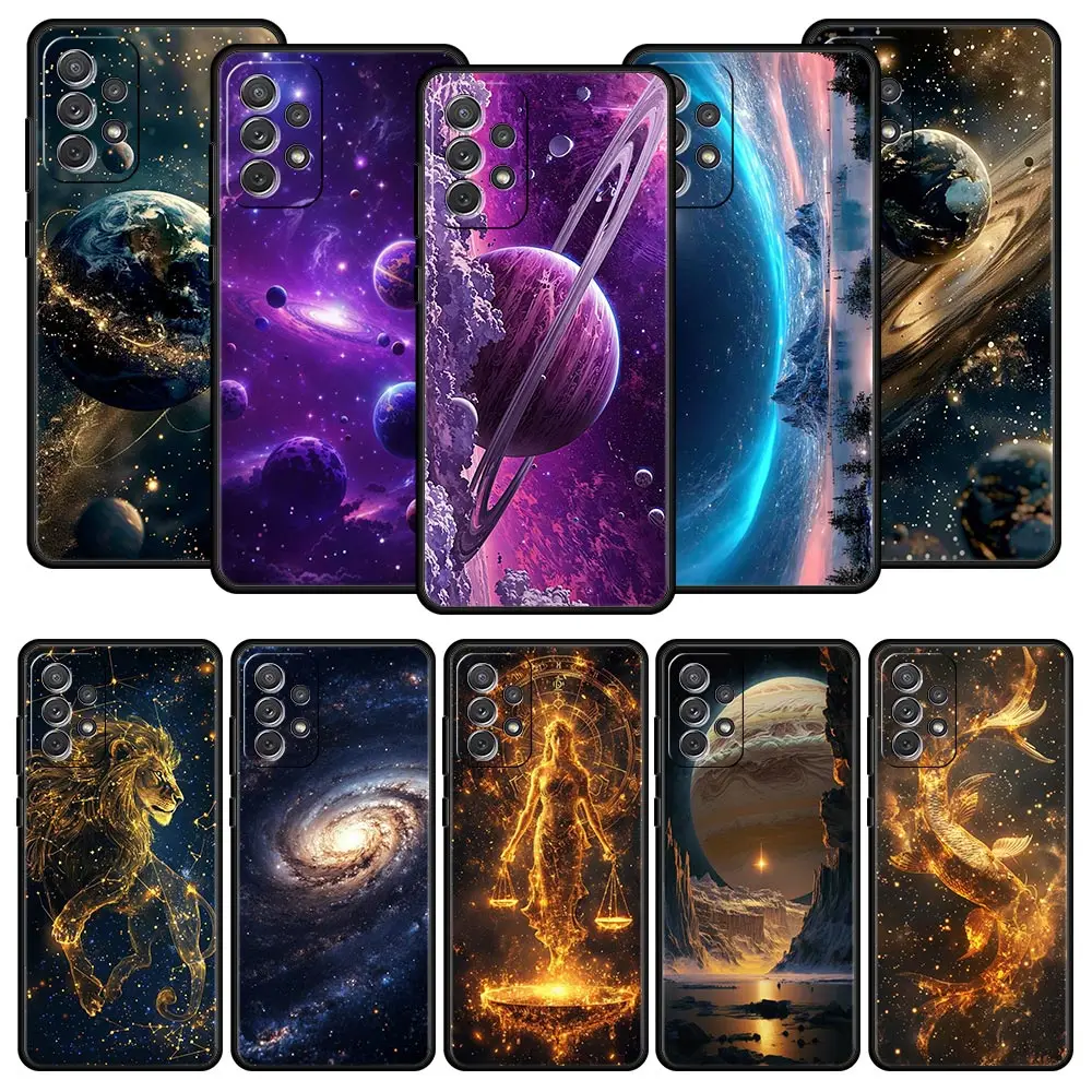 Funda de teléfono Moon Galaxy Universe para Samsung A51 A71 A72 A21S A11 A15 A25 A31 A41 A23 A33 A53 A73 A03S A05S A13 5G A35 A55