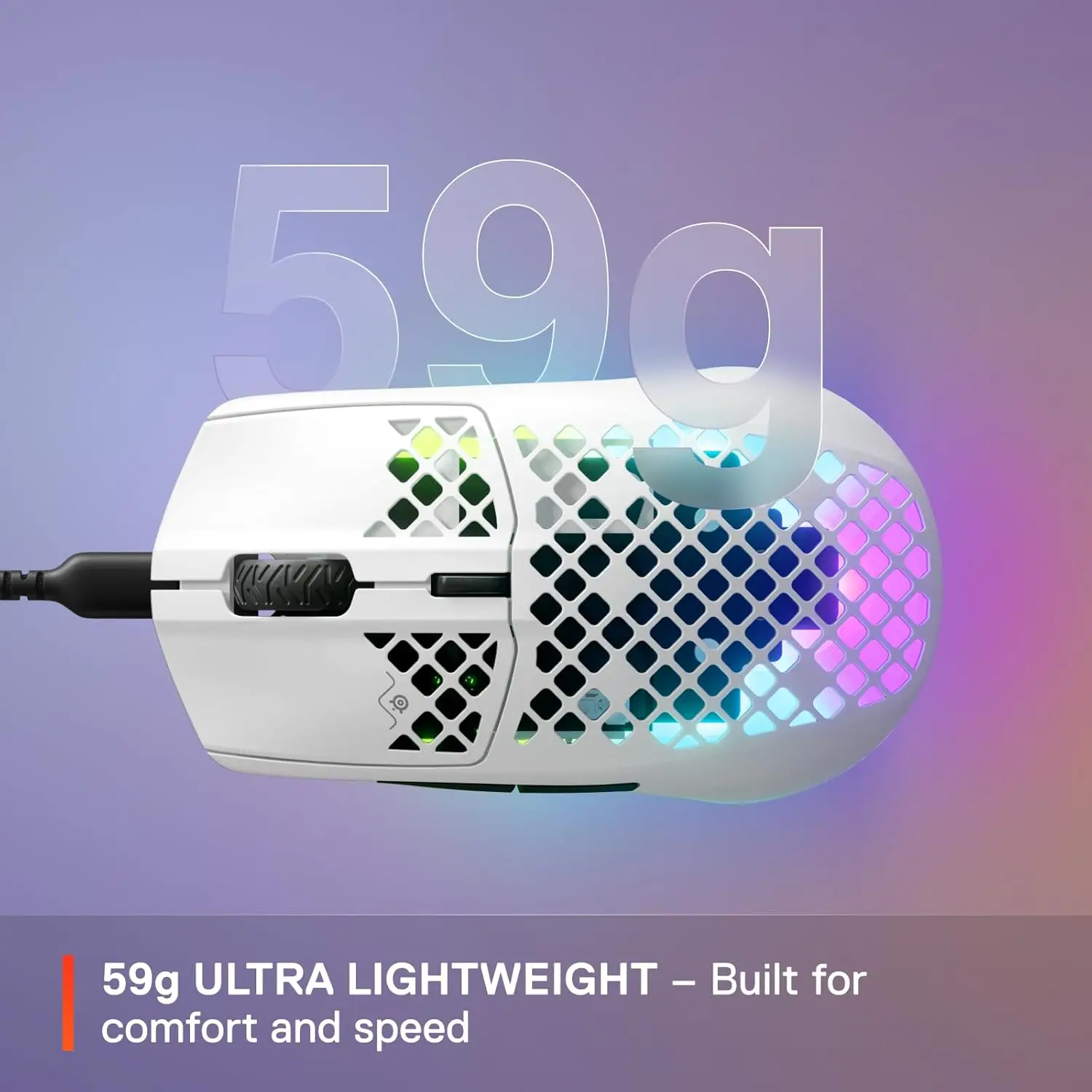 SteelSeries Aerox 3 - Ratón para juegos Holey RGB - Diseño ultraligero resistente al agua - Sensor óptico TrueMove Core de 8.500 DPI - imagen 3