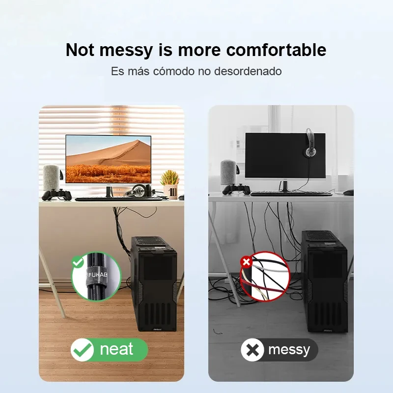 FUKABO-organizador de cables, enrollador de cables USB C, gestión de cables, ratón, auriculares, soporte de Cable, cargador, accesorio para iPhone y Samsung - imagen 5