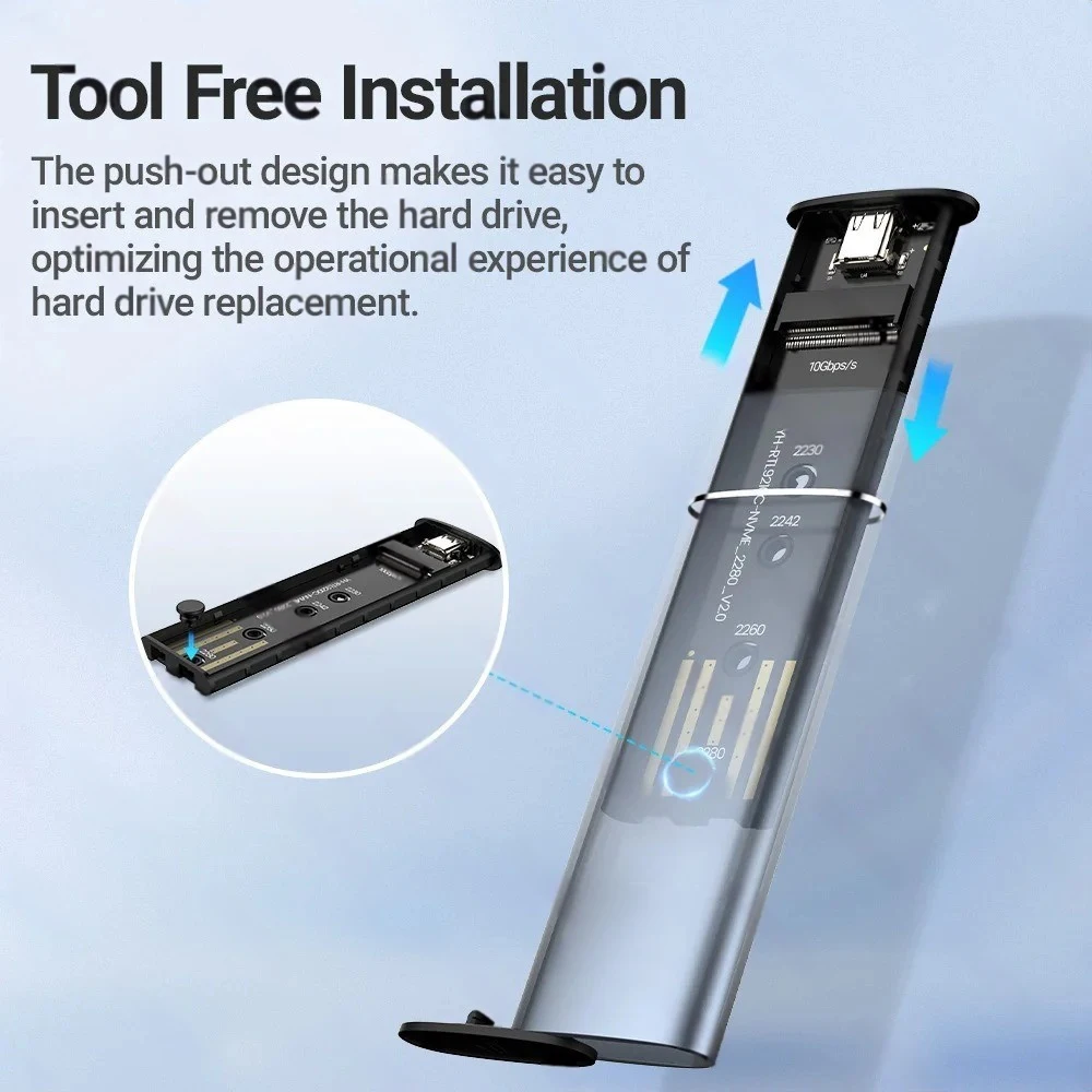 Adaptador de carcasa M.2 NVMe SSD, carcasa de aluminio HDD SSD USB C 3,1 Gen2, 10Gbps a NVMe SATA NGFF PCIe, caja externa para ordenador portátil y PC - imagen 4