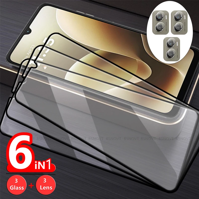 6 en 1 para Motorola Moto G06 Power Glass Moto G06 Power Glass cubierta completa pegamento 9H HD Protector de pantalla Moto G06 lente de alimentación de vidrio