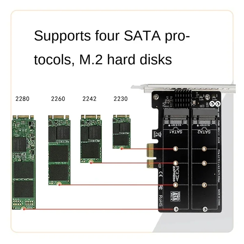 Tarjeta de expansión RAID Splitter para PCIE X1 a Dual NGFF M.2 SATA SSD - imagen 4
