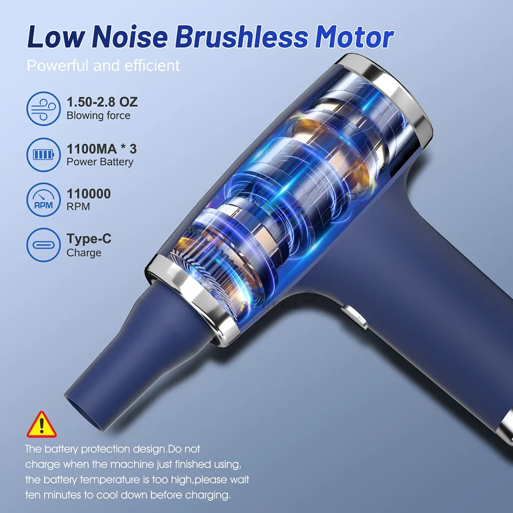 Mini secador de pelo eléctrico de litio inalámbrico, plumero de aire portátil y multifuncional, uso deportivo al aire libre, secador de soplado de alta velocidad - imagen 5