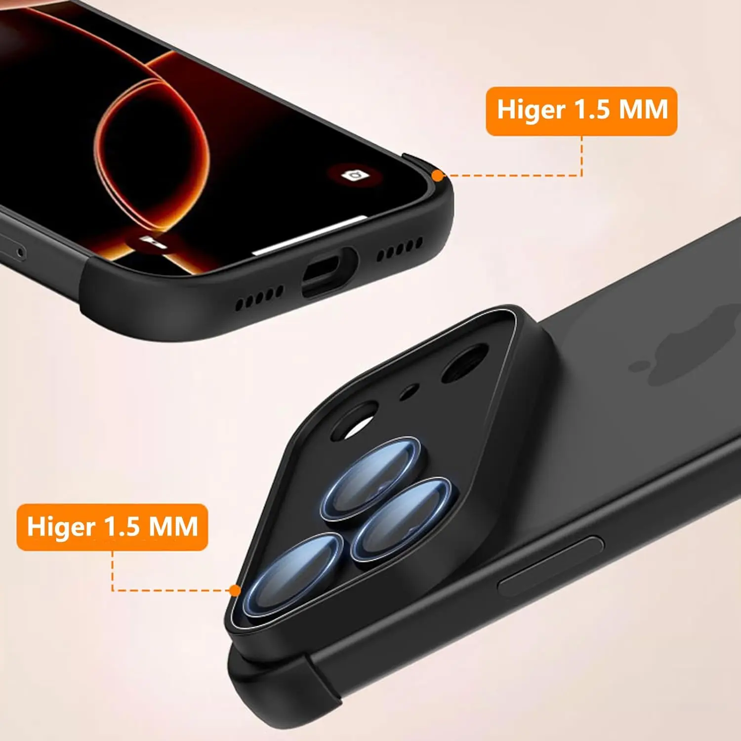 Funda de parachoques sin marco naranja con Protector de lente de cámara para iPhone Air 17 Pro Max 16 Plus 15 14 13 12 cubierta protectora de teléfono - imagen 3